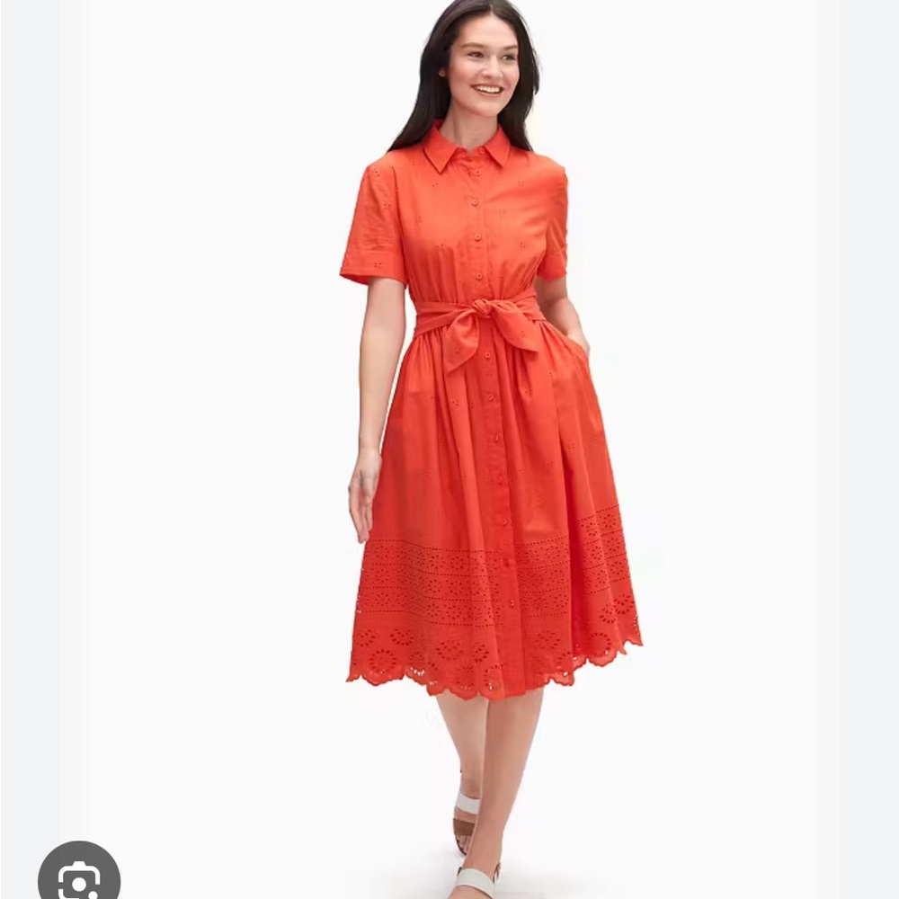 Kate Spade Orange Eyelet Shirtdress